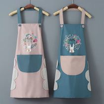 Apron Kitchen home waterproof oil-proof anti-fouling cooking housework female fashion cute Japanese Korean version of erasable hand hanging neck