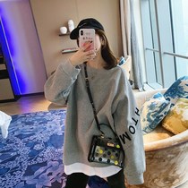 oversize velvet thickened loose sweater womens autumn and winter super fire gray niche salt coat ins tide