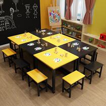 Training courses and chairs desks and chairs kindergarten double tutorial primary and middle school students in tuo guan ban classroom Childrens Painting Wood