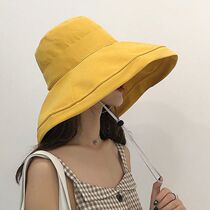 Sun hat female summer fishermans hat big along solid color Japanese basin hat tide travel cloth hat sun hat foldable