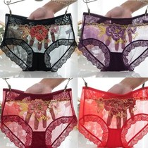 ~ 2 4 slim mood lace size embroidery female mesh underwear breifs