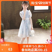 Girls autumn dress 2021 new improved cheongsam princess dress Summer chiffon Net Red little girl children dress