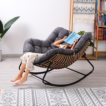 Nordic Balcony Rocking Chair Chrattan Chair Home Grown-up Rocking Chair Sloth Sofa Reclining Chair Single Casual Light Lavish Relax