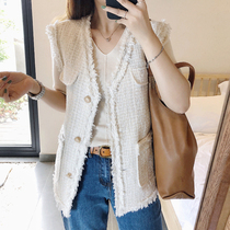 Tile small fragrant style waistcoat ladies spring new foreign style age reduction temperament loose tassel sleeveless waistcoat