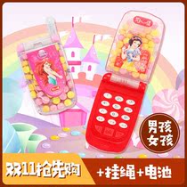 Princess cartoon music mobile phone flip light phone sugar simulation toy baby Childrens Day gift