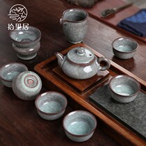 Shiliju high-grade Longquan celadon tea set household ceramic ice crack tea cup teapot whole set of kung fu tea set
