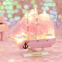 Creative Teenage Girl Heart One Sails Smooth Simulation Model Boat Swing Piece Living Room Desk Decoration Furnishing Pirate Craft Sailing Boat