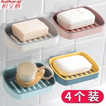 Soap box shelf drain toilet creative punch-free laundry soap box double suction cup wall-mounted soap box