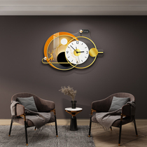 Light luxury living room clock wall clock home fashion creative wall decoration atmospheric ultra-quiet clock non-perforated hanging