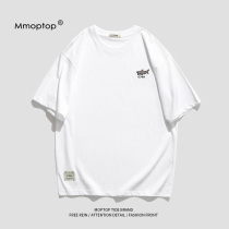 MMOPTOP Summer State Chauded lovers short sleeve T-shirt mens day department 50% sleeves embroidered pure cotton small shark for undershirt man