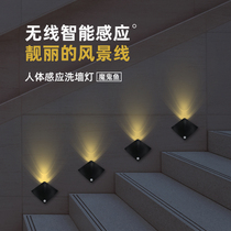 Spot lamp no wiring connection no punch-free rechargeable wall lamp household staircase human body induction led wall washer Indoor
