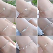 Korean 925 silver anklet temperament student foot decoration couple gift simple elegant personality simple hand and foot chain jewelry