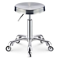 Stainless steel beauty stool barbershop chair rotating lifting round stool Hair salon big stool pulley hair cutting stool