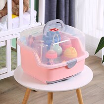 Baby bottle storage box with lid dustproof drain rack large portable storage box baby tableware storage box