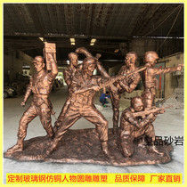 Professional custom FRP imitation copper character round carving red cultural government campus sculpture factory direct sales