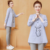 Hipster maternity dress spring summer top 2021 maternity dress long shirt fashion spring summer tide mom T-shirt