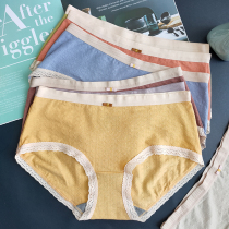 Spring and autumn colored fields Underpants Women in the middle waist Modale cotton Cotton pure Thy lace Girls graphene pants head comfort and softness