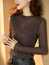 Lace base shirt female spring and autumn foreign style inner set 2021 new long sleeve slim black fashion wild top women