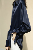 Silk shirt female design sense niche wear wild silk high-end mulberry silk top satin cold shirt
