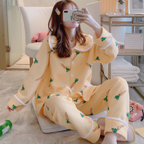 Autumn and winter thickened air cotton pregnant womens pajamas in winter postpartum warm cotton cotton moonwear maternal breastfeeding