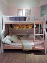 AOK many love horizontal and vertical stripes plaid pink high bed DNA603-135 series cute simple childrens bed