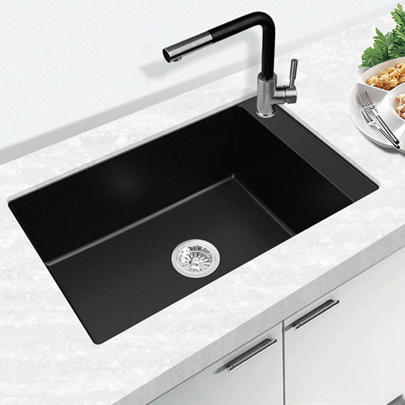 Effie granite single-slot side-mounted tap kitchen sink dishwashing basin large single-pot quartz stone sink SKS458