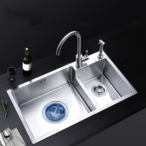 Cabe kitchen manual double tank 304 stainless steel table up and down thickened sink washing basin sink sink sink