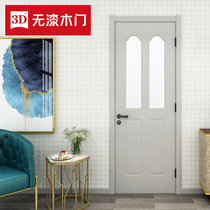 3D paint-free wooden door Household room door Indoor door Solid wood composite kitchen bathroom door glass set door D-626B