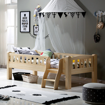 LHABC full solid wood childrens bed small low bed multi-purpose childrens bed splicing big bed environmentally friendly side crib