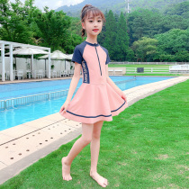 Childrens swimsuit Girls summer big childrens swimsuit 13 professional 12-year-old 2021 new one-piece girl sunscreen swimsuit