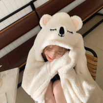Korean hooded cloak womens autumn and winter warm cloak cute lazy robe blanket Office students nap shawl