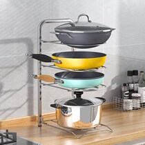  304 stainless steel pot rack wok put pot rack Kitchen household pot rack multi-layer adjustable storage rack