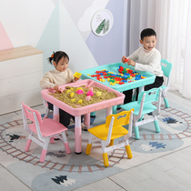 Childrens building block table and chair baby multifunctional sand table toy set Kindergarten assembly big particle space sand table