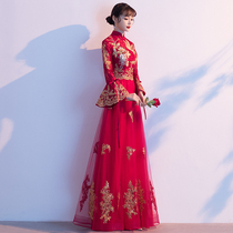 Toast service bride 2021 new autumn wine red Chinese wedding dress dress female pregnant woman show coat Chinese style