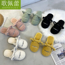 Lazy slippers women wear sheep roll wool drag 2021 new autumn indoor anti-slip Baotou pregnant women cotton