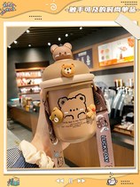 Cute thermos cup girls super cute portable stainless steel Bear Cup with a high value water Cup childrens water bottle bottle