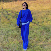 2021 autumn new sports suit female temperament goddess fan Xianthin age age fashion sweater wide leg pants two-piece set