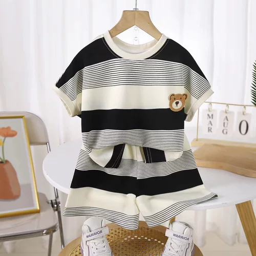 Летняя летняя одежда для мальчиков, летние нарукавники, комплект, форма для отдыха, короткий рукав, детская одежда, подходит для подростков, коллекция 2023, в корейском стиле