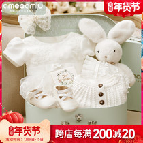 Newborn baby gift box princess dress spring and autumn winter baby clothes suit full moon dress meet newborn full moon