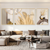 Modern light luxury living room decorative painting Italian minimalist sofa background wall mural high-grade triple combination elk hanging painting