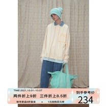 UNVESNOAW21 Ray effect autumn color thin polo shirt loose autumn long sleeve t-shirt no gender