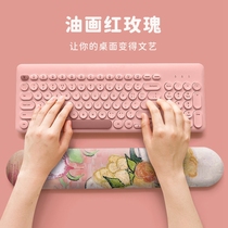  Van Gogh oil painting Red Rose keyboard hand holder Mouse pad Wrist palm holder Wrist holder Keyboard pad Memory cotton