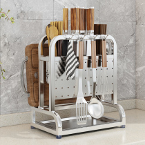 304 stainless steel kitchen knife holder rack chopping board knife chopsticks cage integrated multifunctional cutting board storage table
