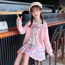 jk uniform skirt Primary School students genuine autumn girl ik group skirt kingk Ding k full set children autumn gk suit