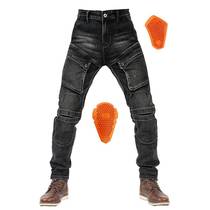 Motorcycle Riding Pants Four Seasons Motorcycle Racing Pants Casual Slim Anti-fall Jeans High Elastic Mens Pants with Protective Gear