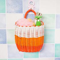 Plastic woven bathroom kitchen storage basket single small hanging basket cosmetics jewelry debris hanging storage basket