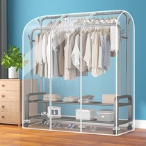 Floor-to-ceiling hanger dust cover drying clothes household transparent belt hanging three-dimensional cover cover bedroom clothing dust bag