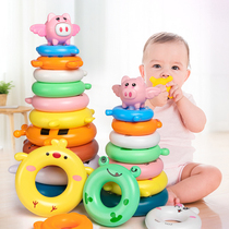 Baby rainbow tower stacked music childrens early education tumbler layered tower circle childrens educational toys 1-3 years old 2