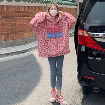 Pregnant women sweater plus velvet autumn and winter 2021 new long loose thickened lamb wool fleece coat clothes