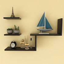  Wall shelf punch-free bookshelf creative living room bedroom wooden partition Modern simple wall-mounted multi-function shelf